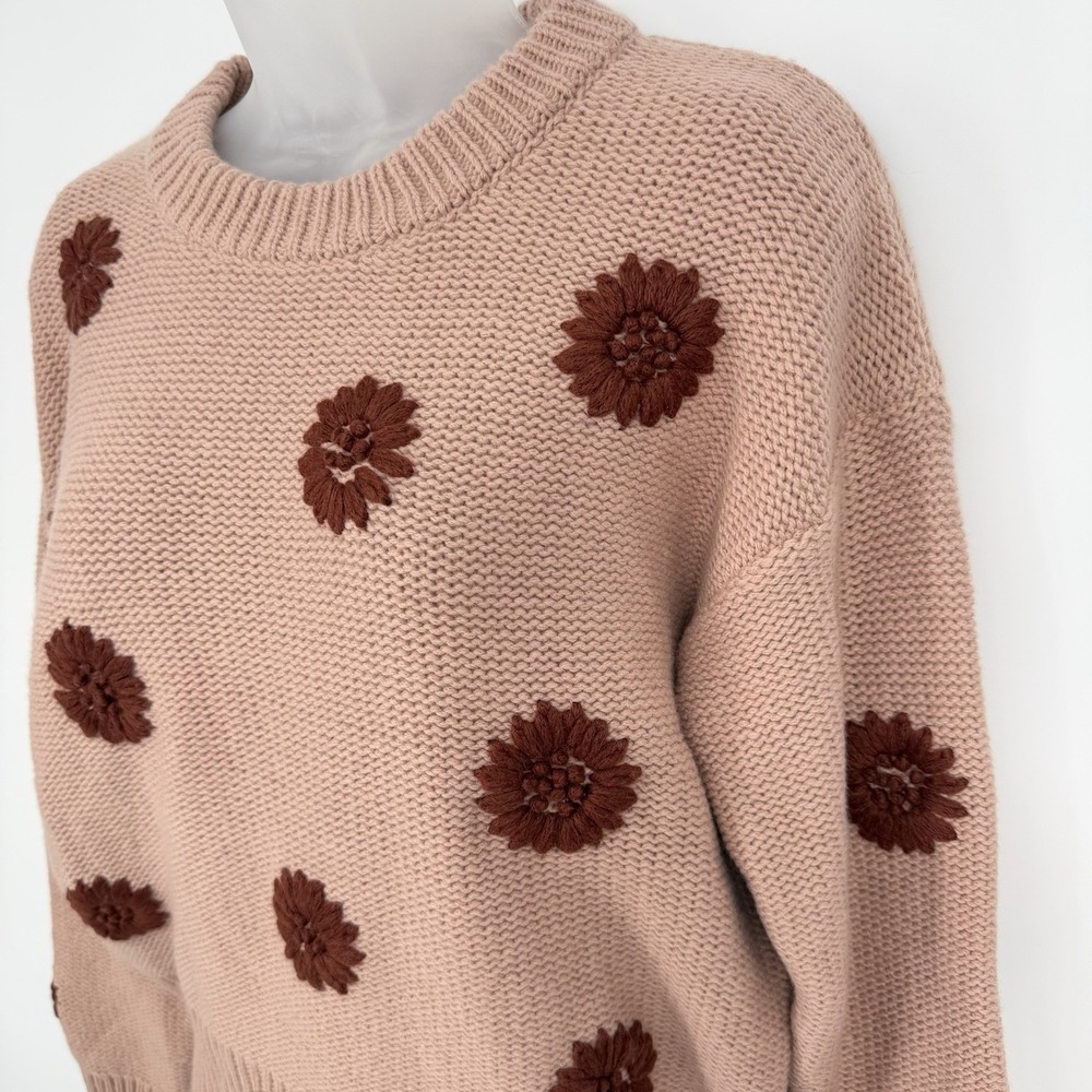 Madewell Sz S Flower Embroidered Pullover Sweater Merino Wool & Alpaca Blend - Picture 5 of 9